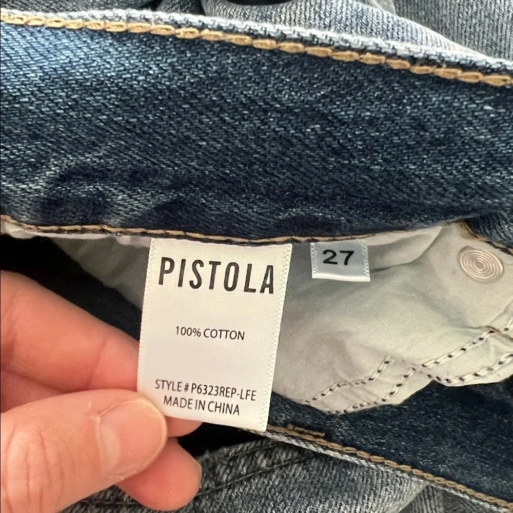 Pistola Cassie Distressed High Rise Straight Leg Jean Button Fly Size 27 - Picture 9 of 9